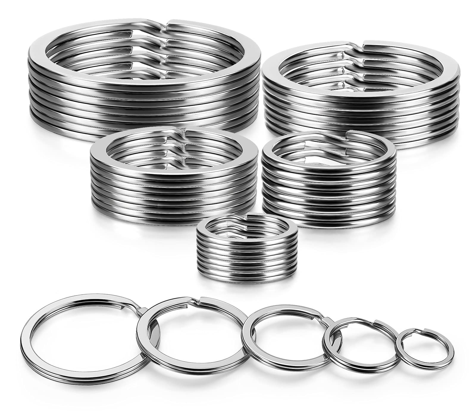 Durable Metal Split Key Rings in 5 Sizes for Dog Tags, Jewelry, Car Keys
