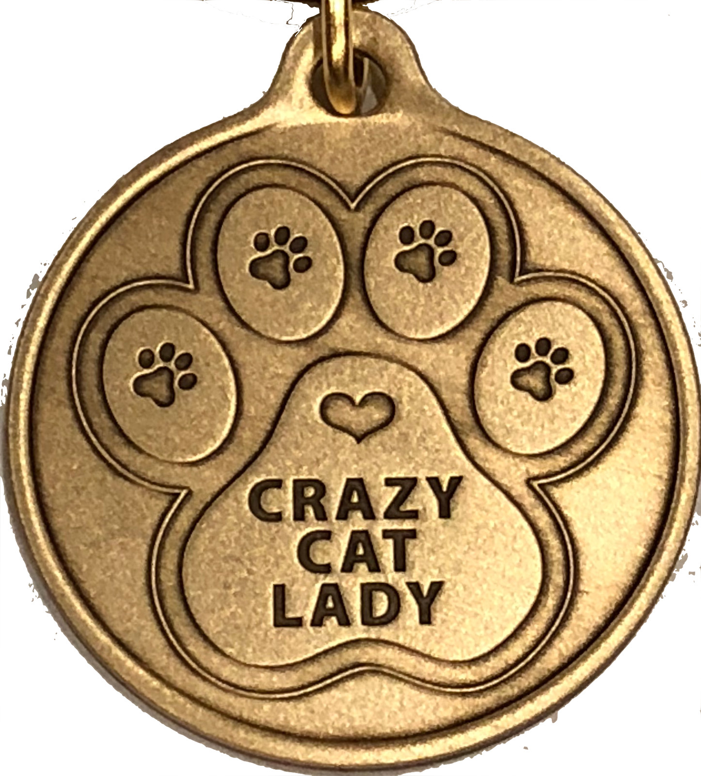 Crazy Cat Lady – A True Friend Dog Pet Keychain Bronze RecoveryChip Design