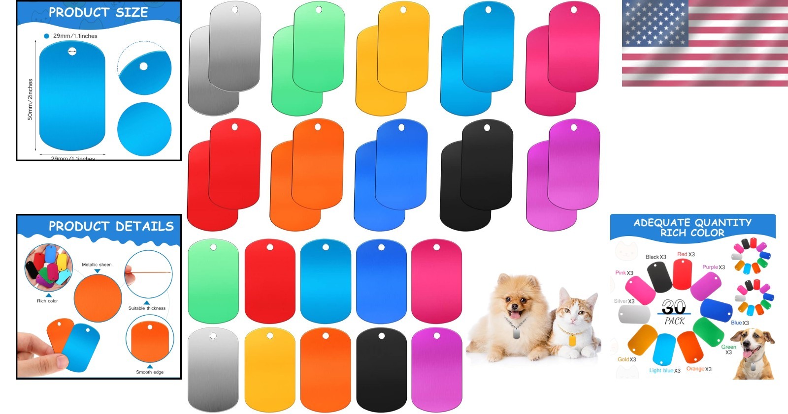 Durable 30-Pack Blank Aluminum Dog Tags – Perfect for DIY Crafts and Gifts
