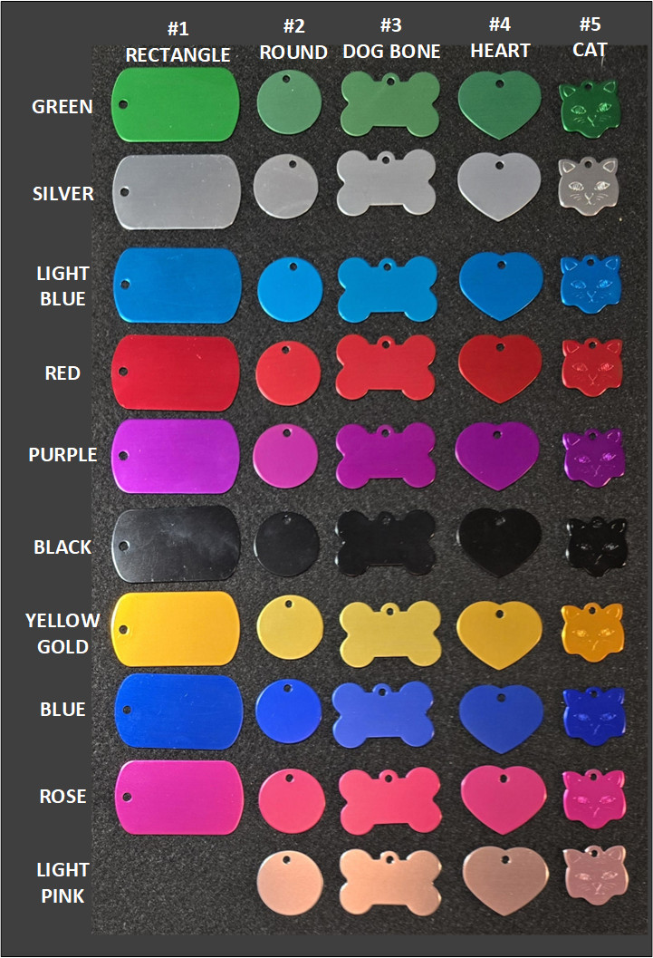 Tag: ENGRAVED Anodized Aluminum Tags Pet Dog Cat Keys Etc.