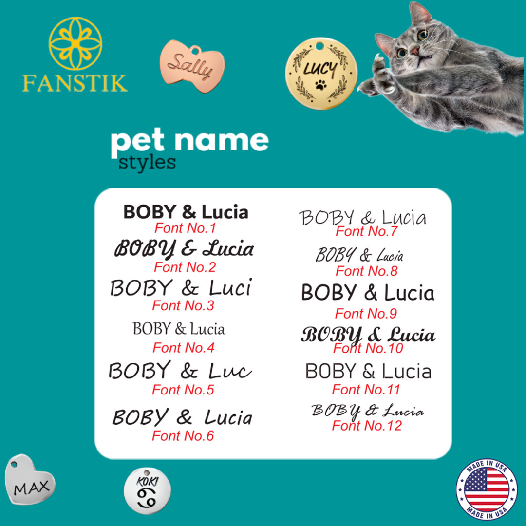 Pet ID Tag, Customized Dog Tags, Cat Tags, Engraved. FANSTIK (Icon) MADE IN USA
