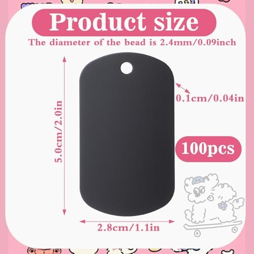 100 Pcs Military Dog Tags Set Including 100 Pcs Aluminum Blank Dog Tags