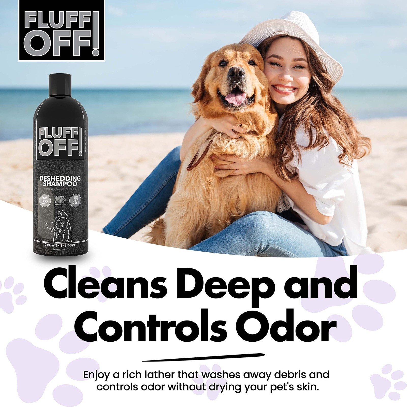 Fluff Off! by Girl With The Dogs, Natural Deshedding Dog & Cat Shampoo and Co…