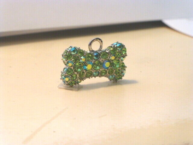 Light Green Crystal “Puffed” Bone Shaped Charm, Two-Sided, August Birthday, New