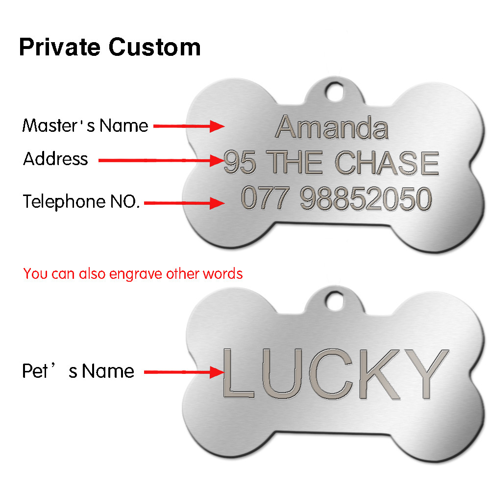 Engraved Pet Dog Tags Custom Cat ID Name Tags for Pets Personalized FREE S M L