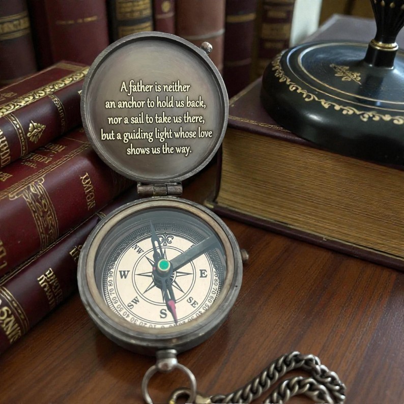 Personalized Engraved Compass Gift: Custom Working Vintage Antique Brass Pocket