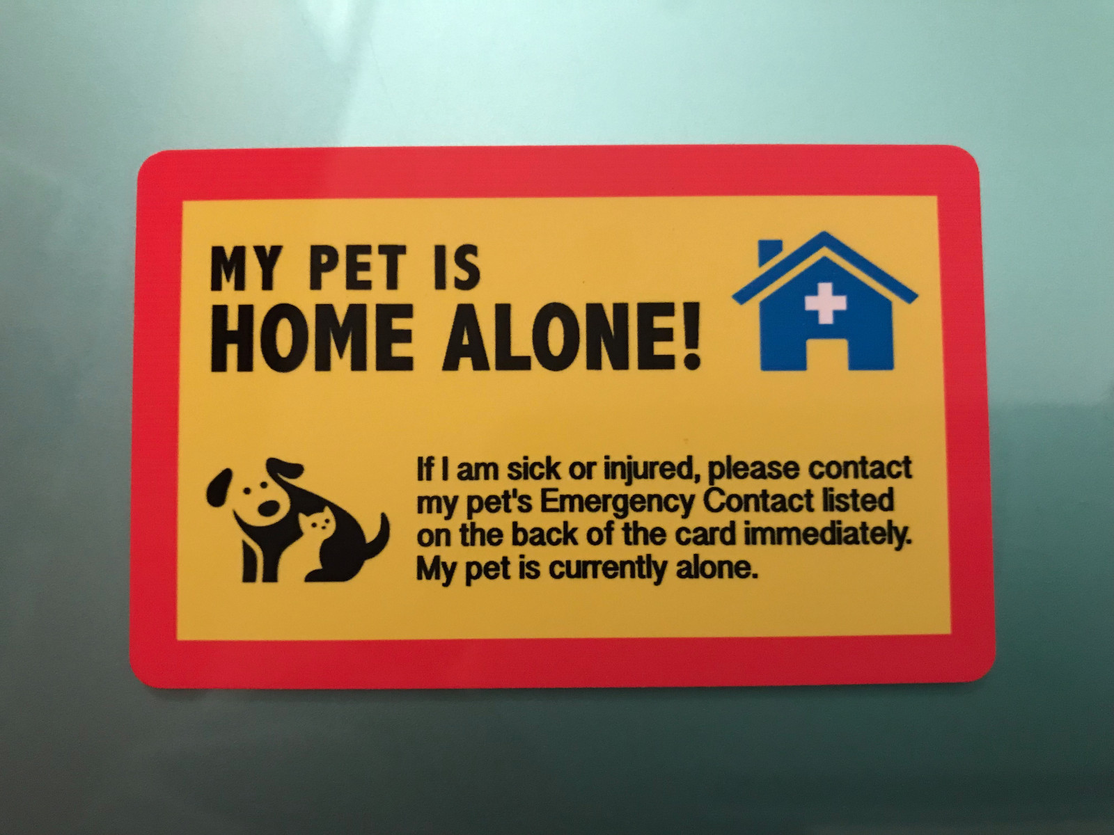 MY DOG IS HOME ALONE – EMERGENCY DOG CAT PET ID WALLET CARD – SERVICE DOG ESA