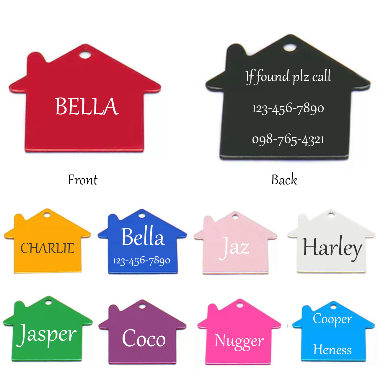 Pawtographize Dogs Cats ID Tags Personalized Pet Tags 2sides Engraved Hous Shape