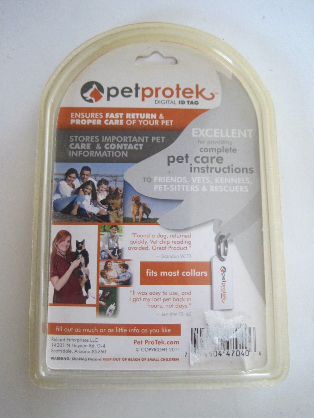 Pet Protek Digital ID Tag Water Siri and Water Resistant. No Annual Fees New