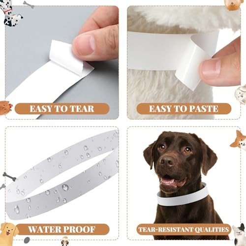 500 Count 20inch Adjustable Paper Dog Collars with Tear Resistant Waterproof Whe