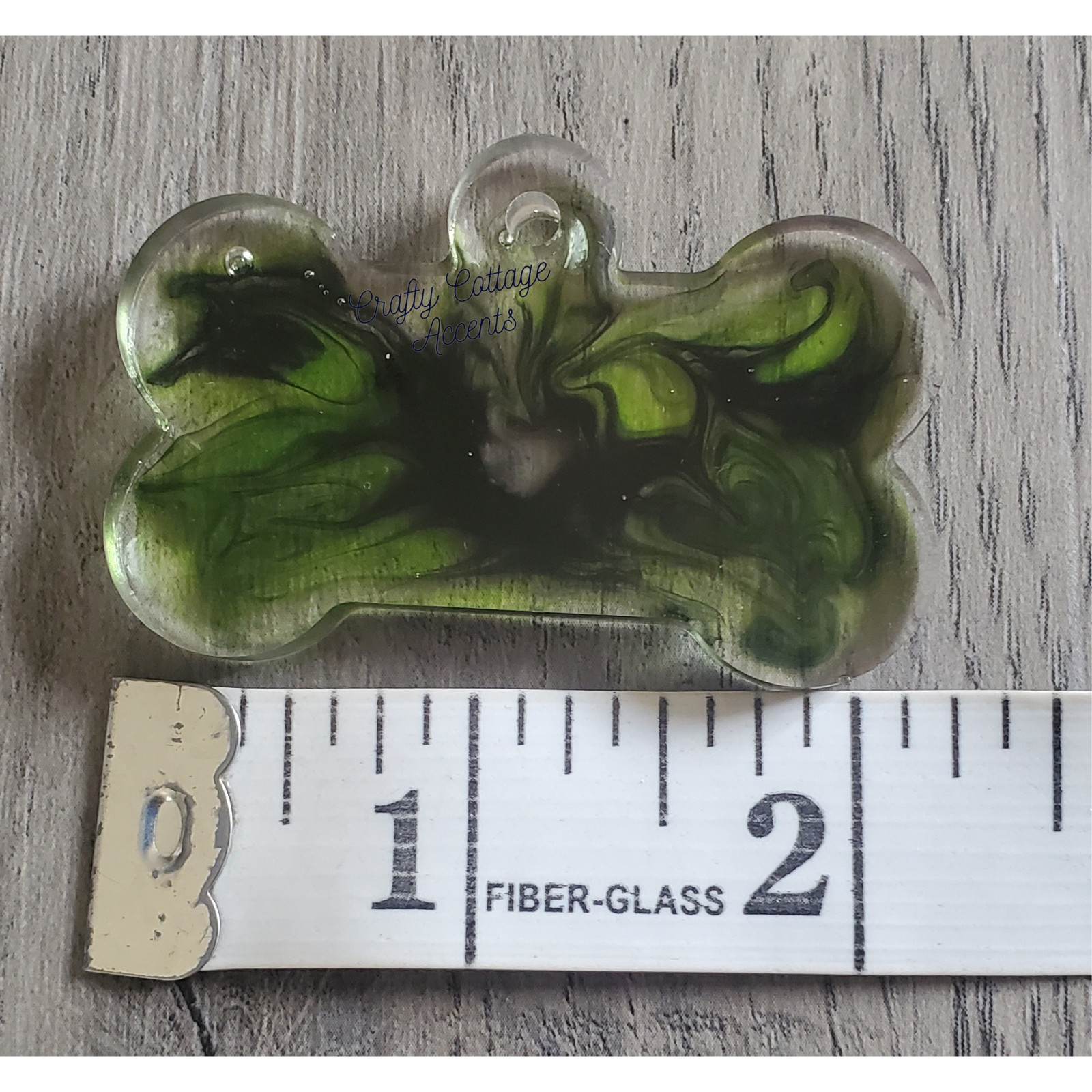 Resin Bone Charm – Green & Yellow Handmade Pet Accessory for Collars or Decor