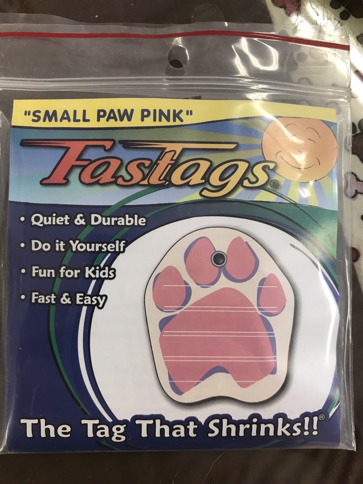 Collar Tags For Pets. Pink Paw FAST TAGS Shrink In The Oven