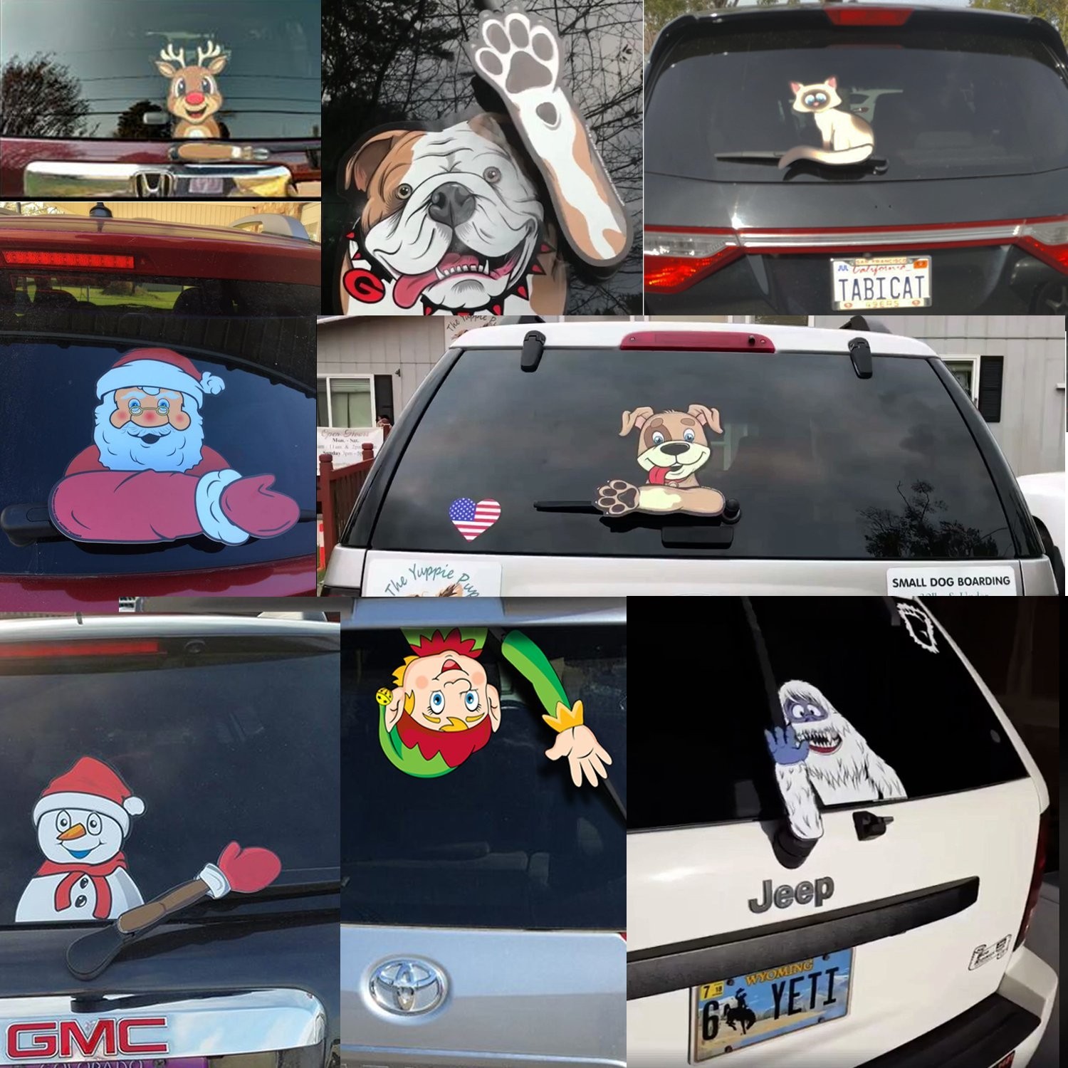 Yorkie Dog Waving Wiper Tags with Decal for Rear Vehicle Wipers – Cute Pet Acces