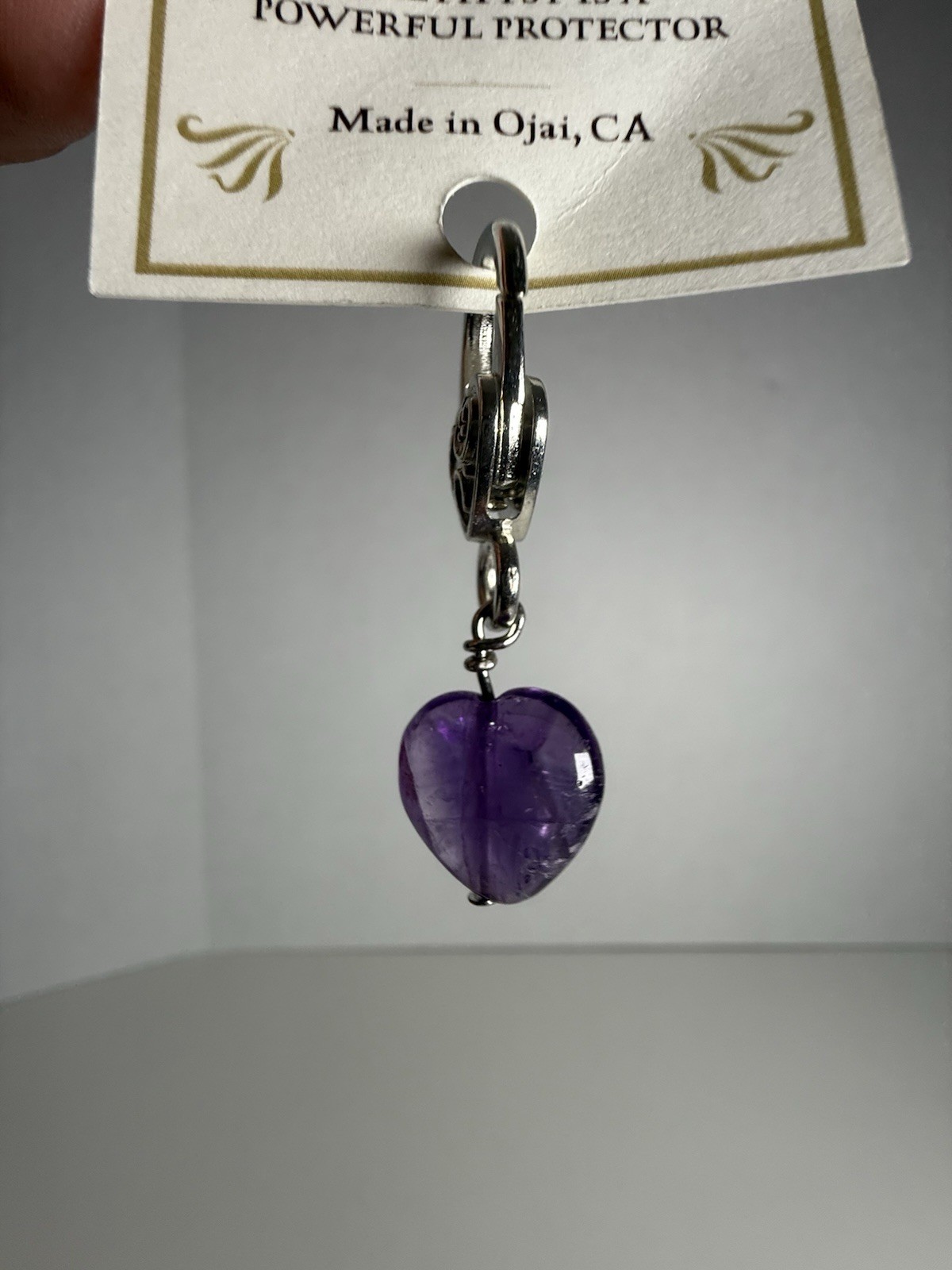 AMETHYST Pet Protection Collar Charm – Cat Dog Heart Shaped