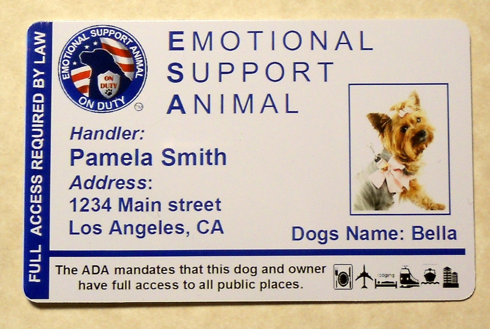 Holographic ESA Emotional Support Animal ID Card Service Dog Badge 24