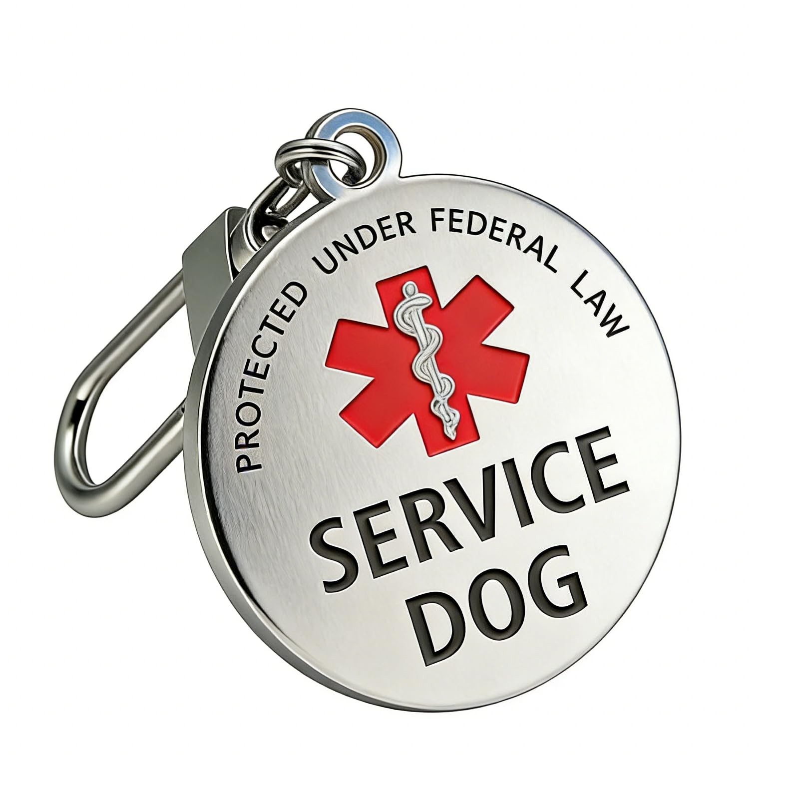 Service Dog ID Tag Removable Attachment For Collar Harness Vest Medium
