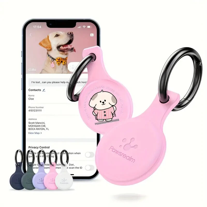 NFC QR Code Pet ID Tag, Silicone Silent Dog & Cat Name Tag, Personalized Pet Tag