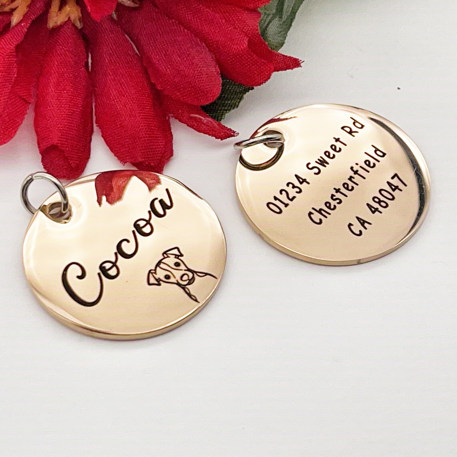 Pet Tags,Stainless Steel Charm,Personalized Engraved Dog Cat Name Tag,ID Tags