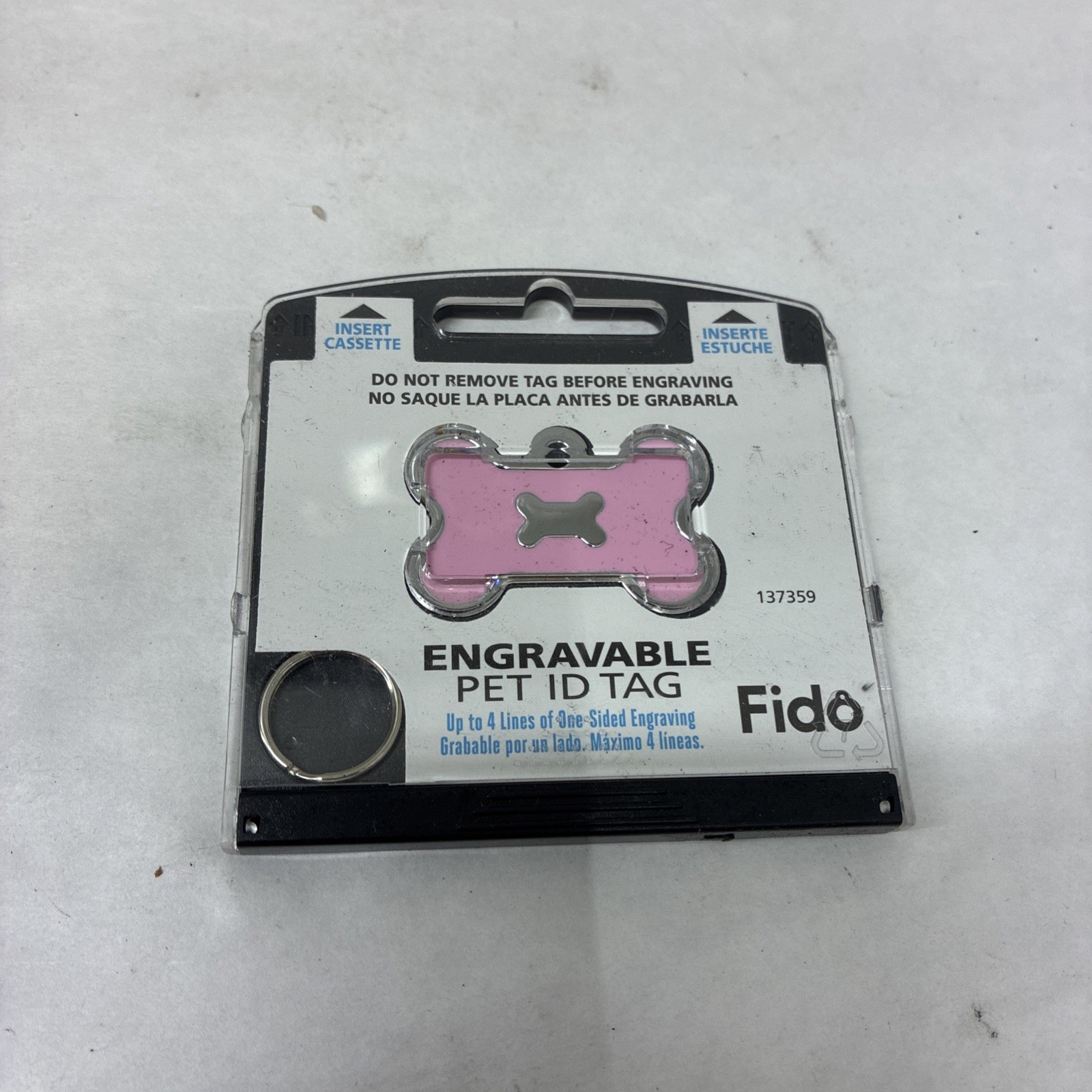 FIDO engravable Pet I.D. Tag – Pink Dogbone