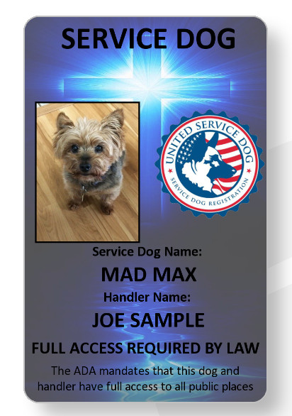 Cross Service Dog/Emotional support/Therapy Dog ID card pink available too