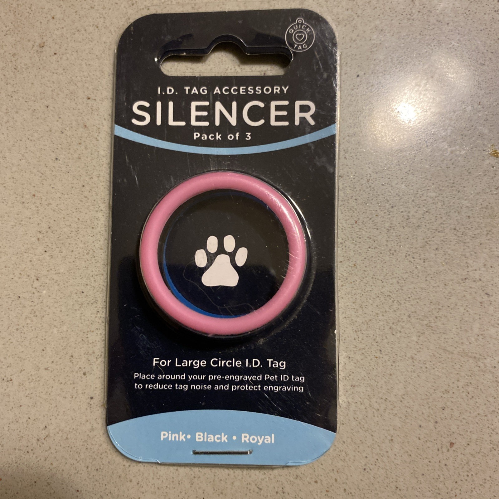 Portable Pet ID Tag Silencer Cover 3 Pieces Dog Tag Holder Pink Circle Design