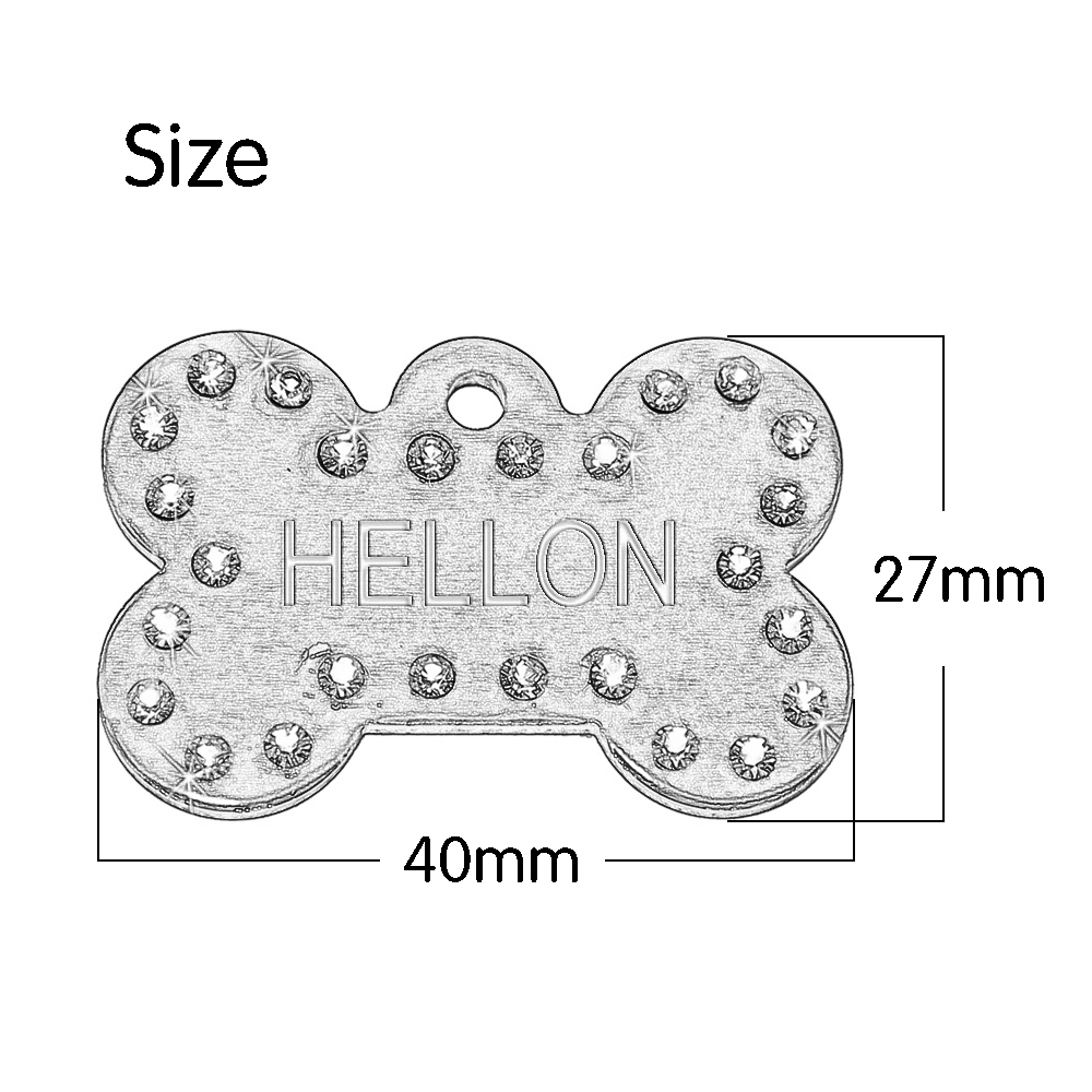 Personalized Dog Tags Engraved Cat Puppy Pet ID Name Collar Tag Bone/Paw Glitter
