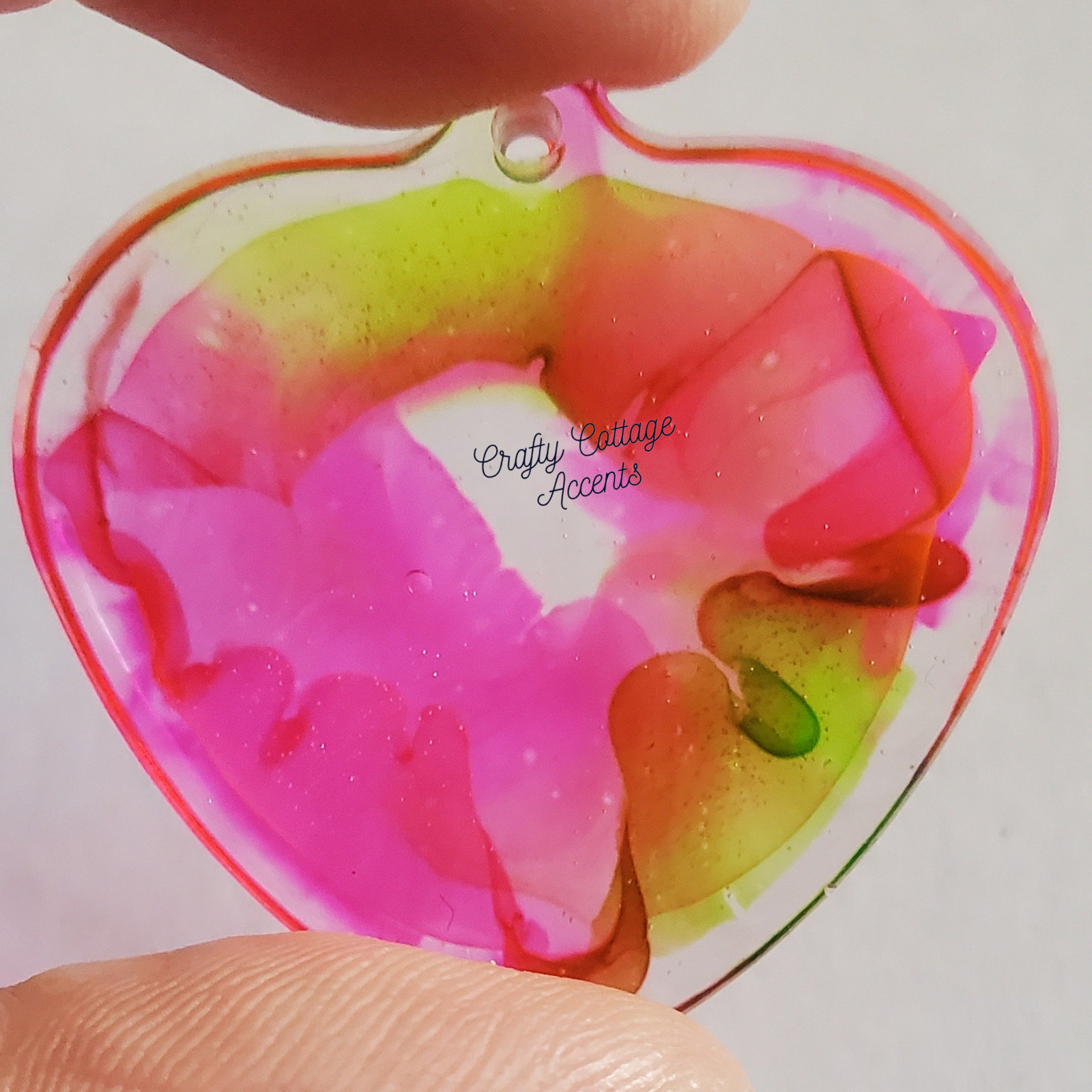 Resin Pet Charm Heart Shaped Handmade Green Pink Purple Collar Accessory