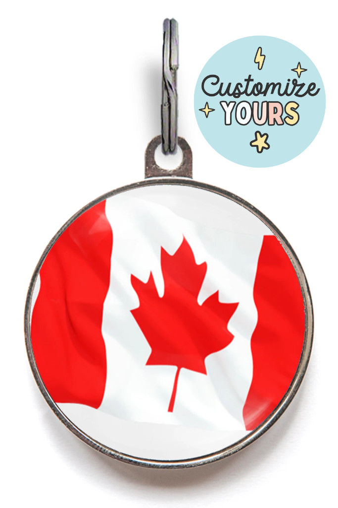 Canada Flag Dog ID Tag – Personalized Canadian Pet Tag for Dogs & Cats, Durable