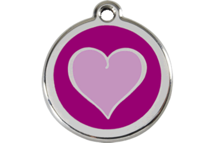 Purple Heart Dog Cat Pet ID Tag Charm Personalized Red Dingo Lifetime Guarantee
