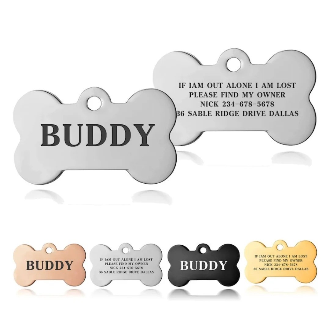 Engraved Personalized Dog Pet tags Double Side Engraved ID Dog Cat Tag