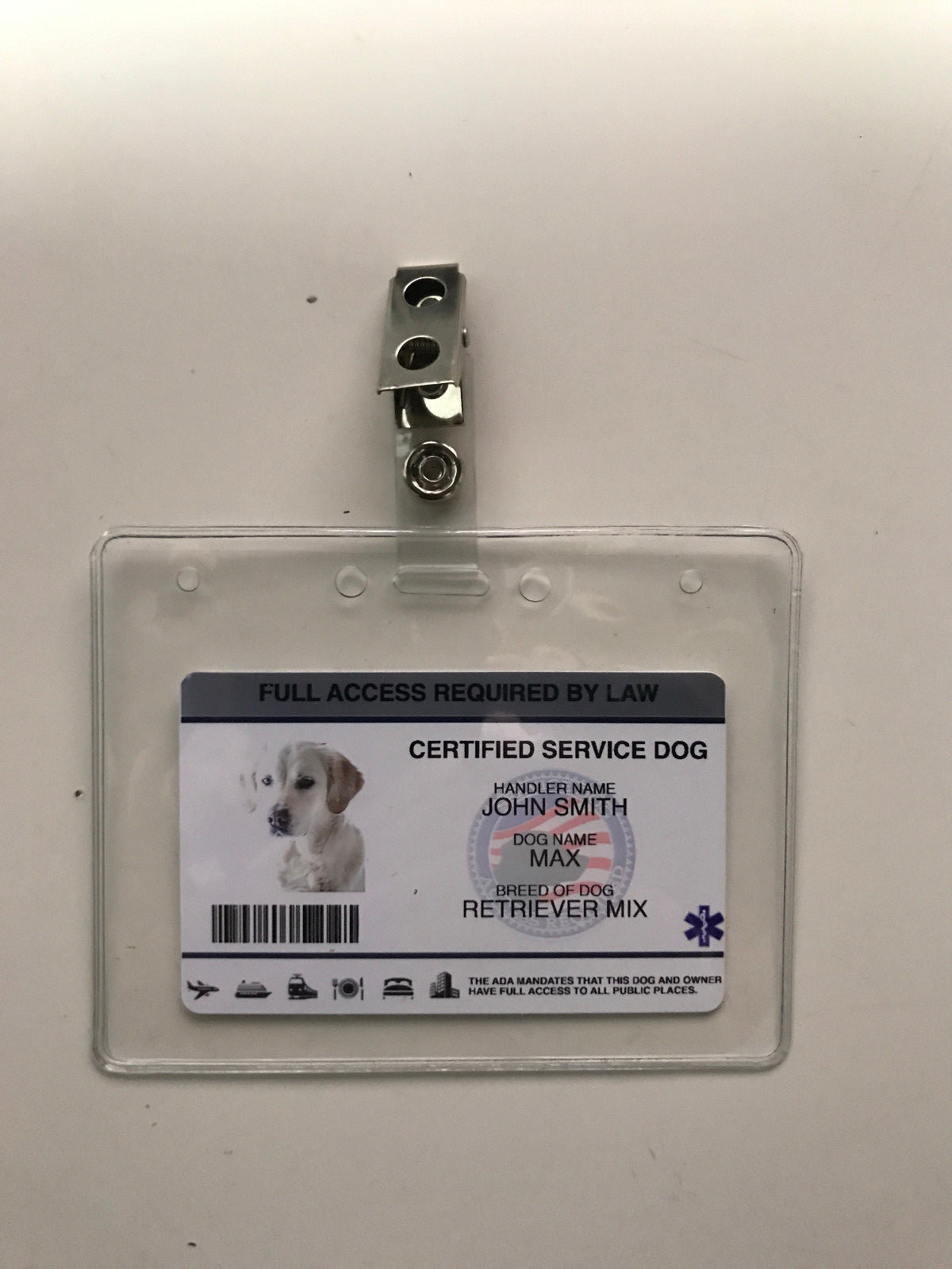 Customize Service Dog ID Card Badge ESA ADA EMOTIONAL SUPPORT THERAPY w holder