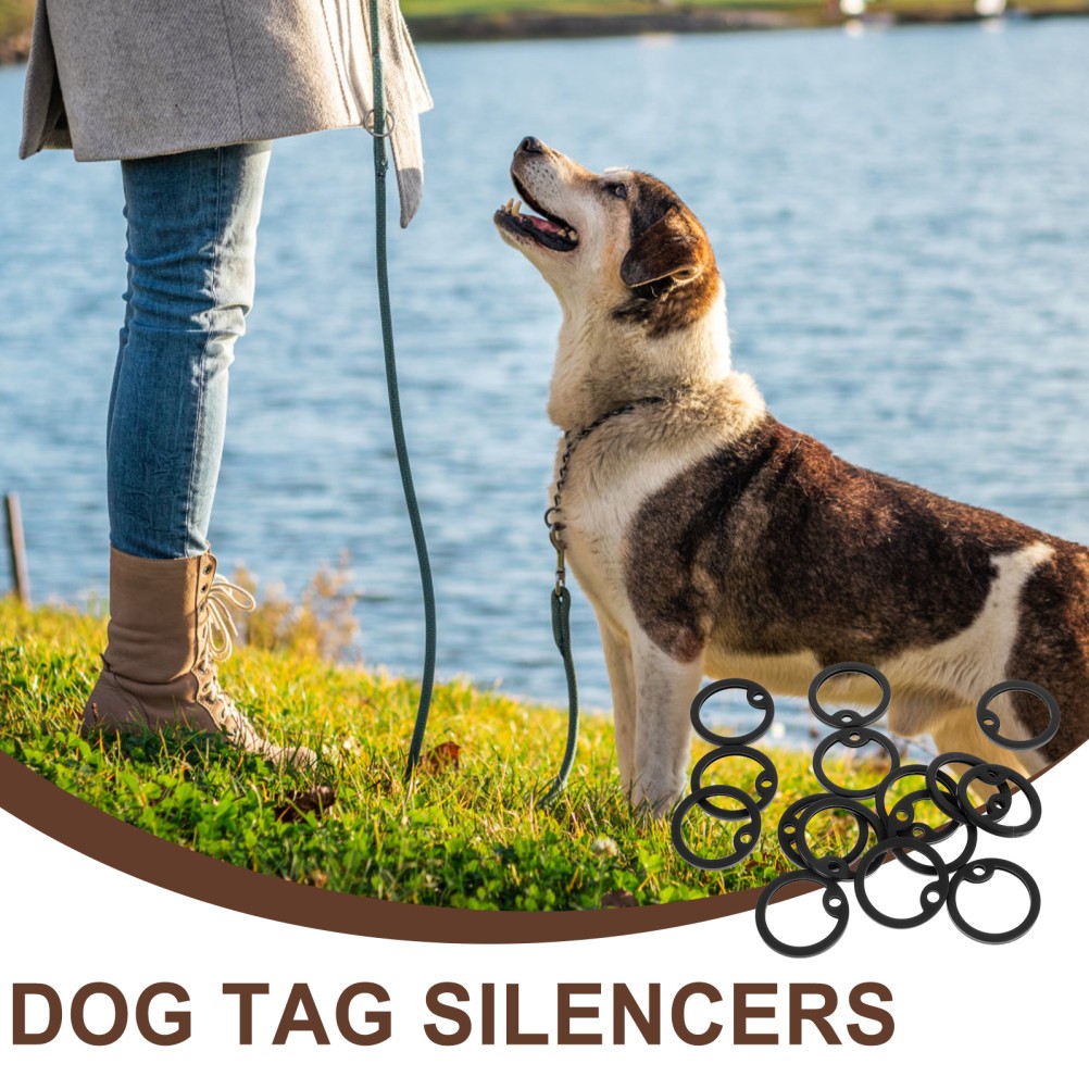 15Pcs Durable Silicone Dog Tag Silencers for Pets Black Noise Reduction