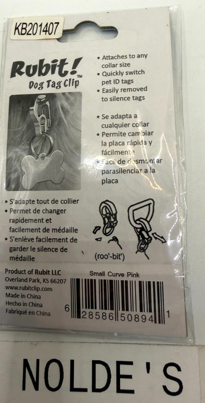 Rubit Small Dog Tag Clip Pink Metallic DS252B2TF847