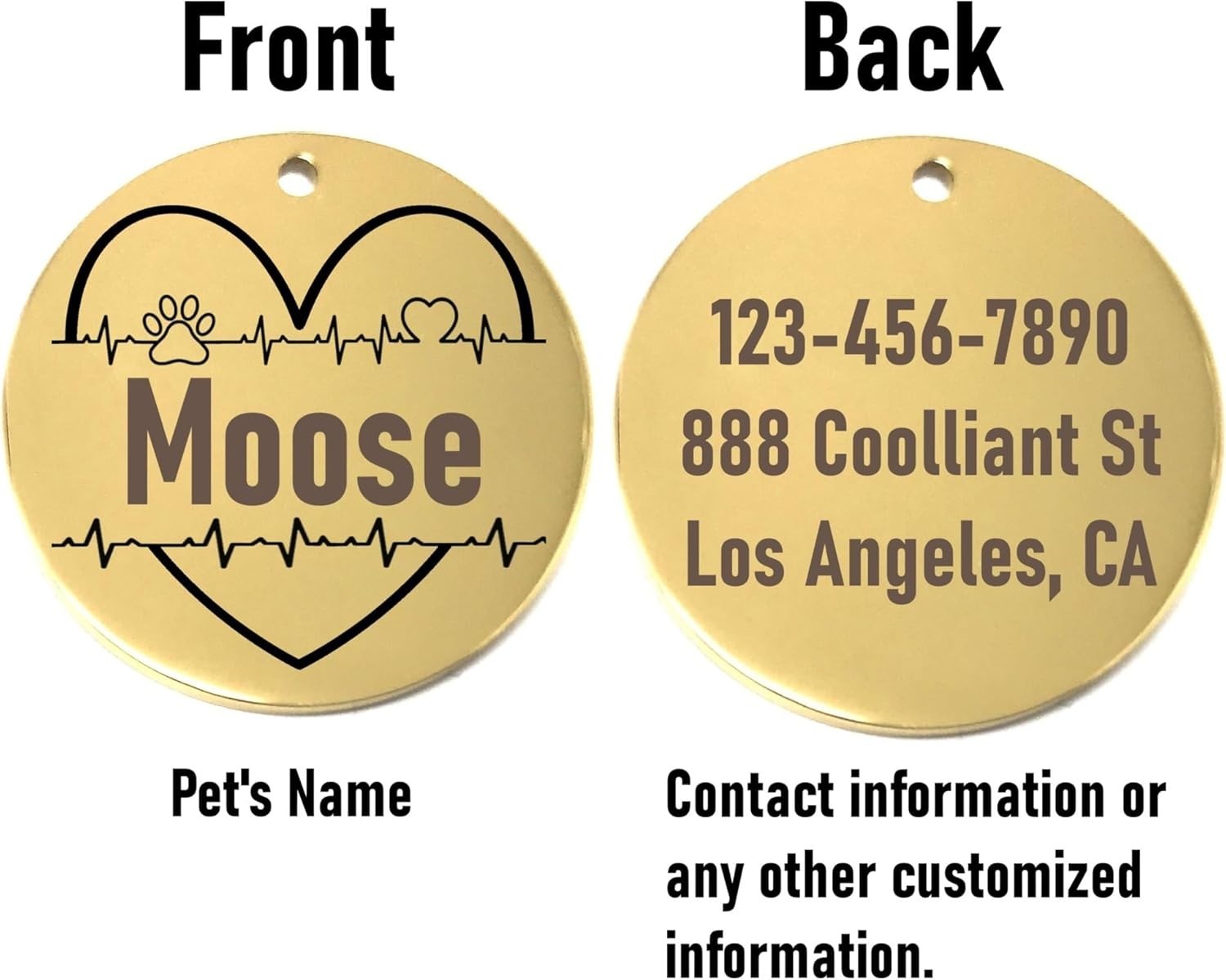 Heart Custom Pet Name Tag for Dog/Cat Collar – Laser Engraved Pet Lover ID Tag