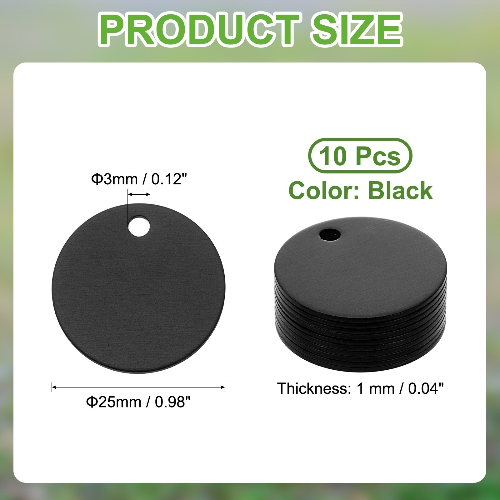 10pcs Dog Pet Tags 25mm Round Aluminum Engraving Blanks Tags Black