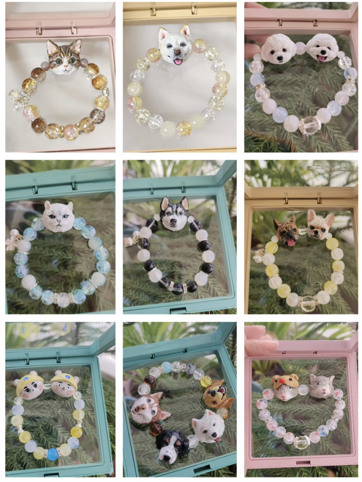 Custom Pet Portrait Bead Mini Charm Handmade Clay Dog Cat Pandora Necklace Gift