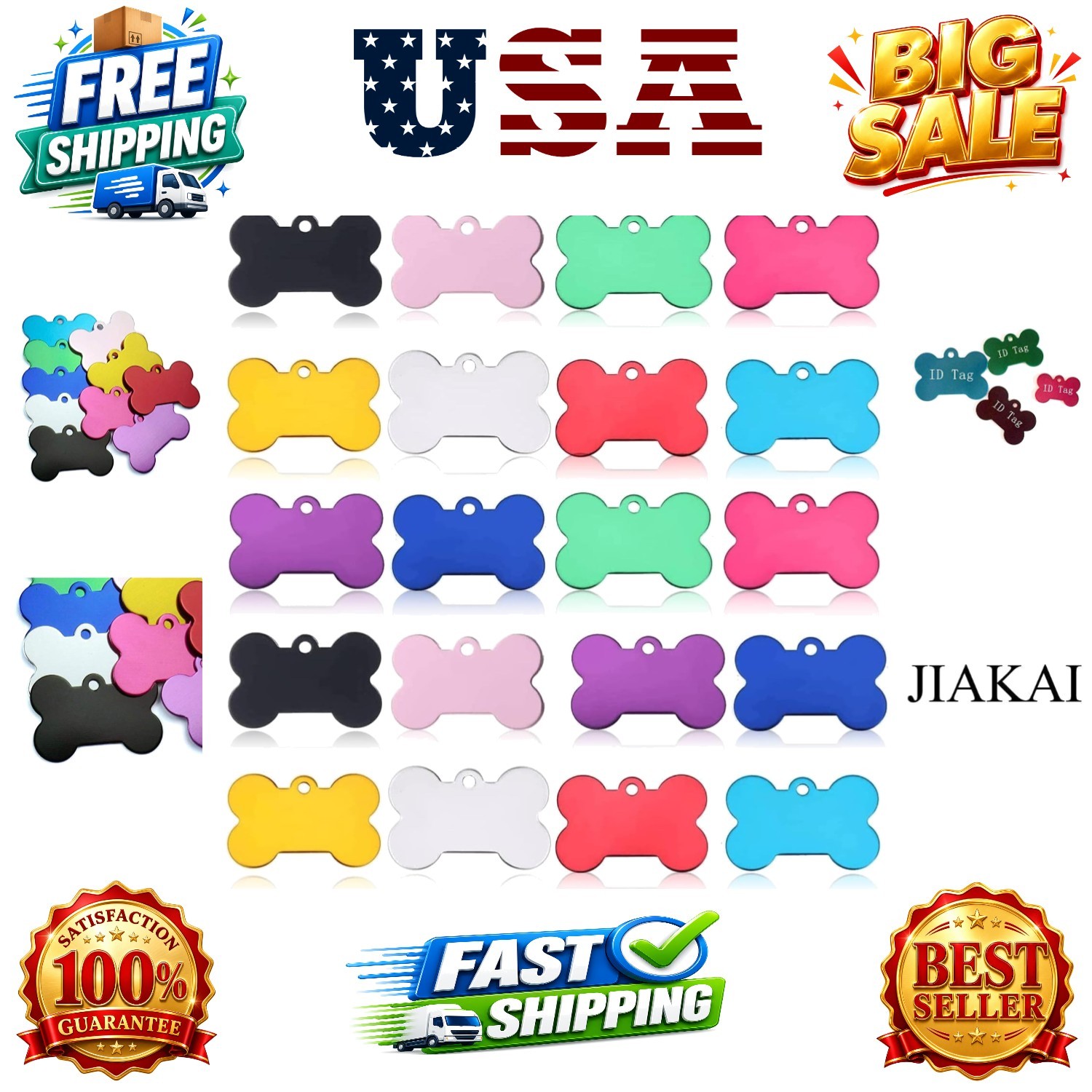 20 Pcs 38MM Blank Bone Shape Pet ID ，Double Sided Blank Tag Dog Cat Pet Name …