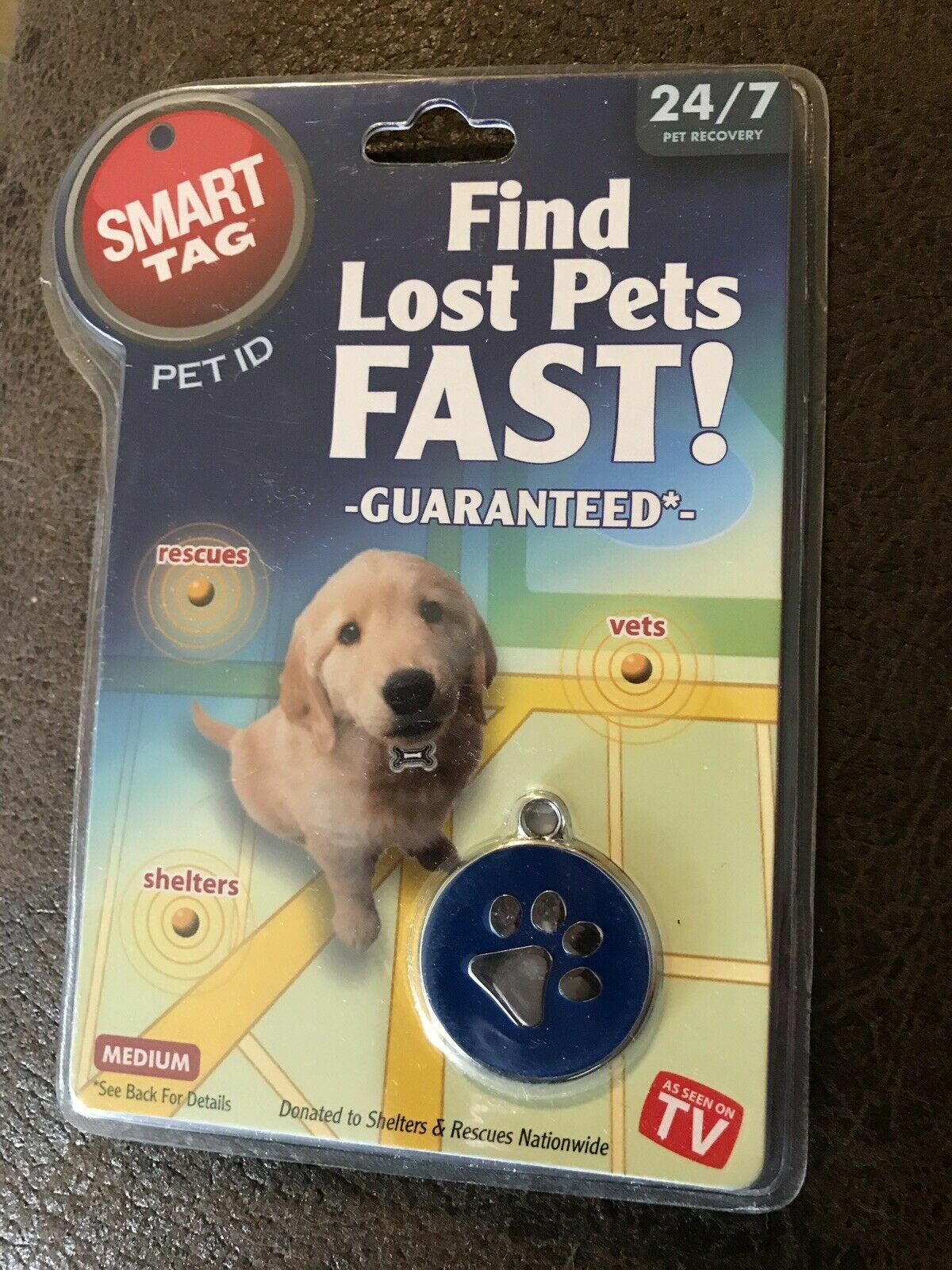 Find Lost Pets Fast!! Smart Tag Pet ID Medium Blue Paw print – New In Package