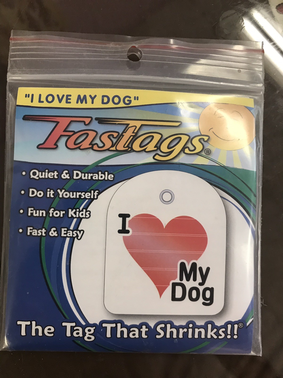 Collar Tags For Pets “I Love My Dog” FAST TAGS Shrink In The Oven