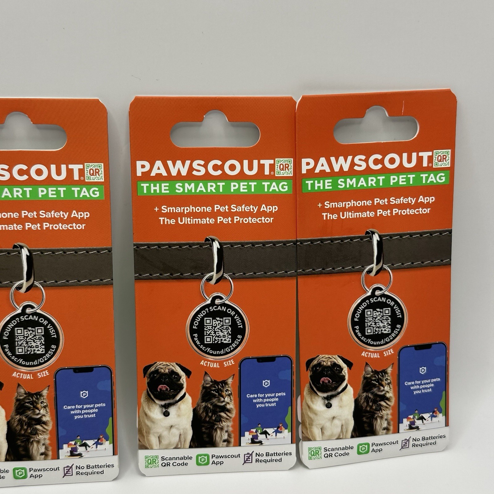 🐾 (4) PAWSCOUT Smart Pet Tags QR Finder Dogs Cats Smartphone Pets Safety App