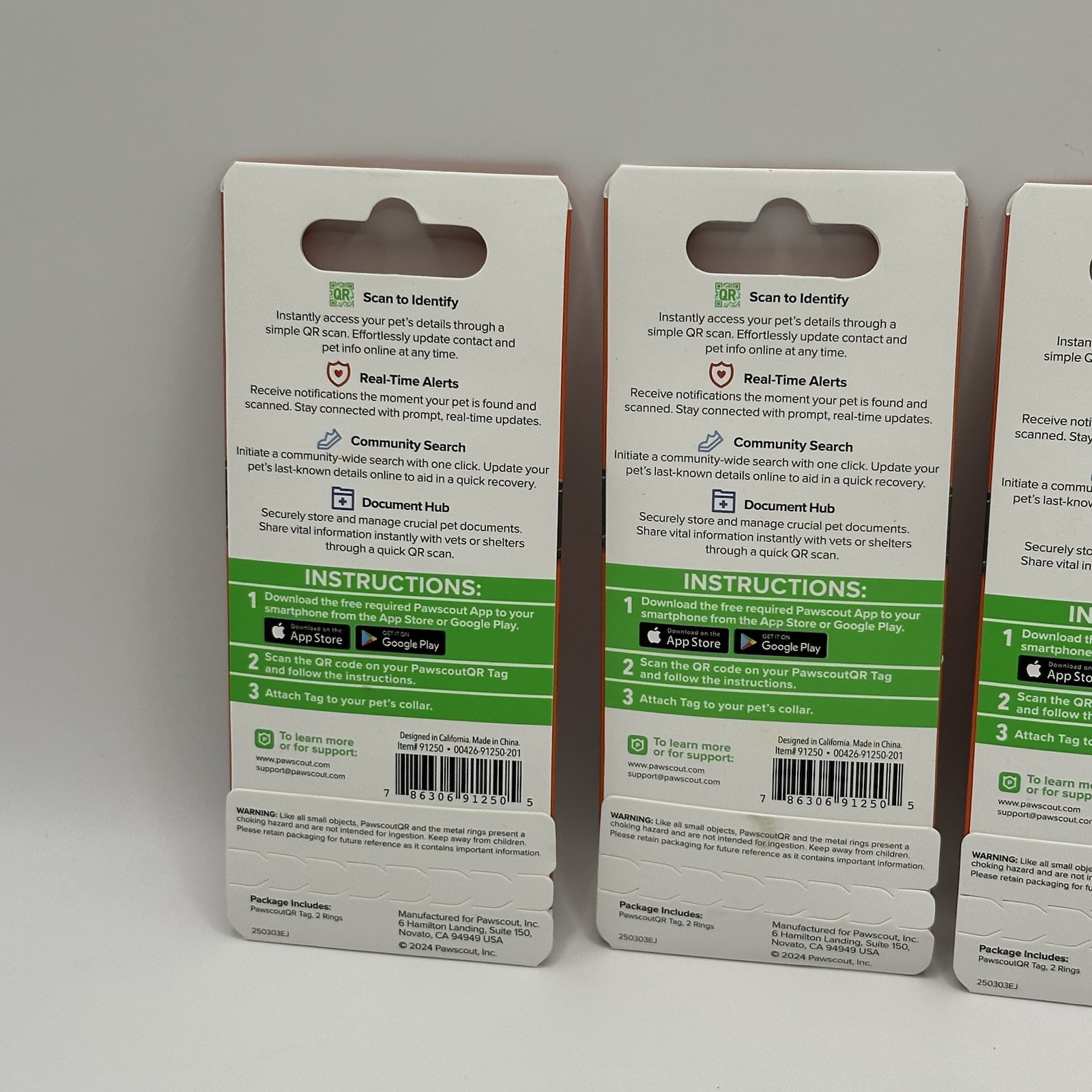 🐾 (4) PAWSCOUT Smart Pet Tags QR Finder Dogs Cats Smartphone Pets Safety App