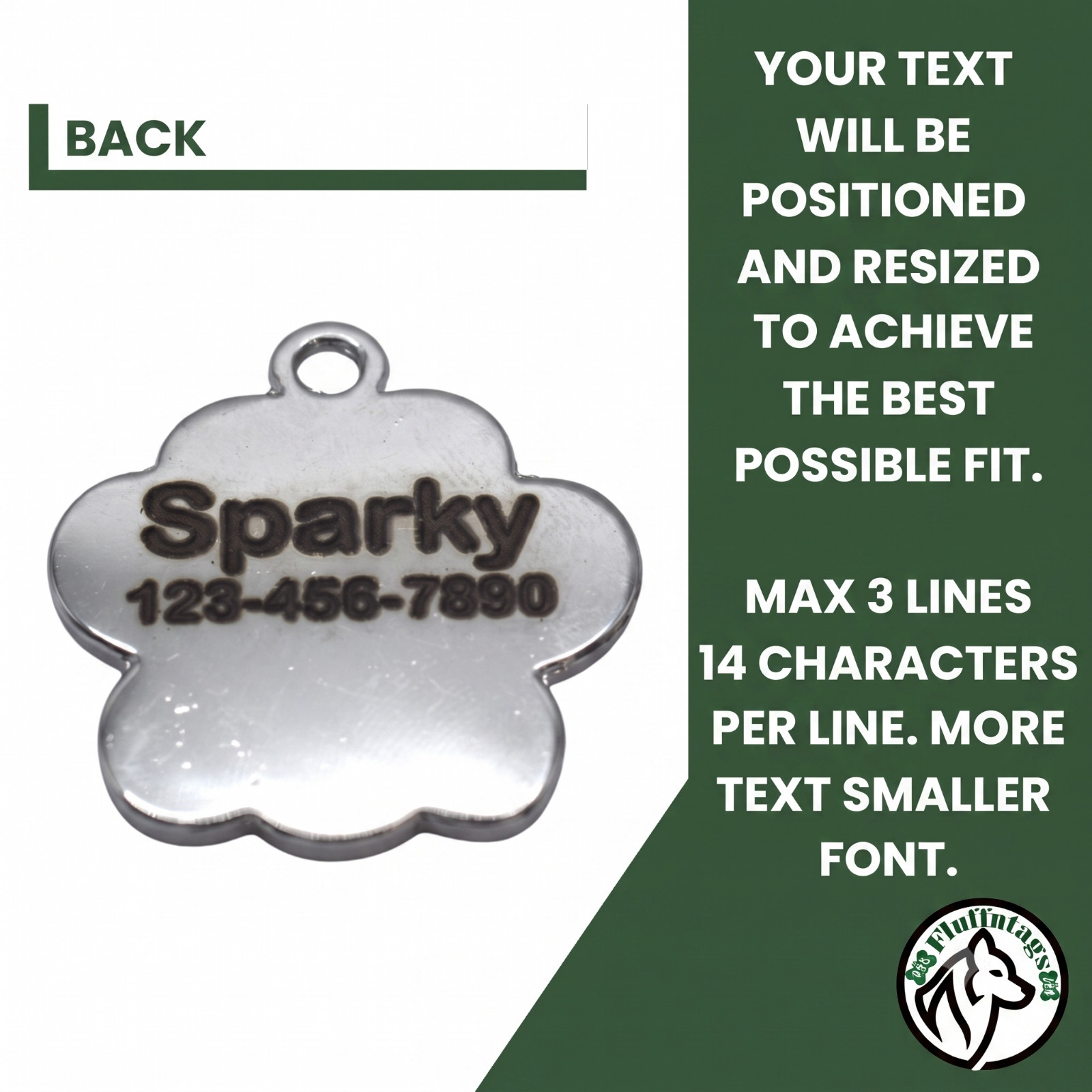 Bling Rhinestone Paw Pet ID Tag Glitter Crystal Custom Deep Engraved Dog Cat