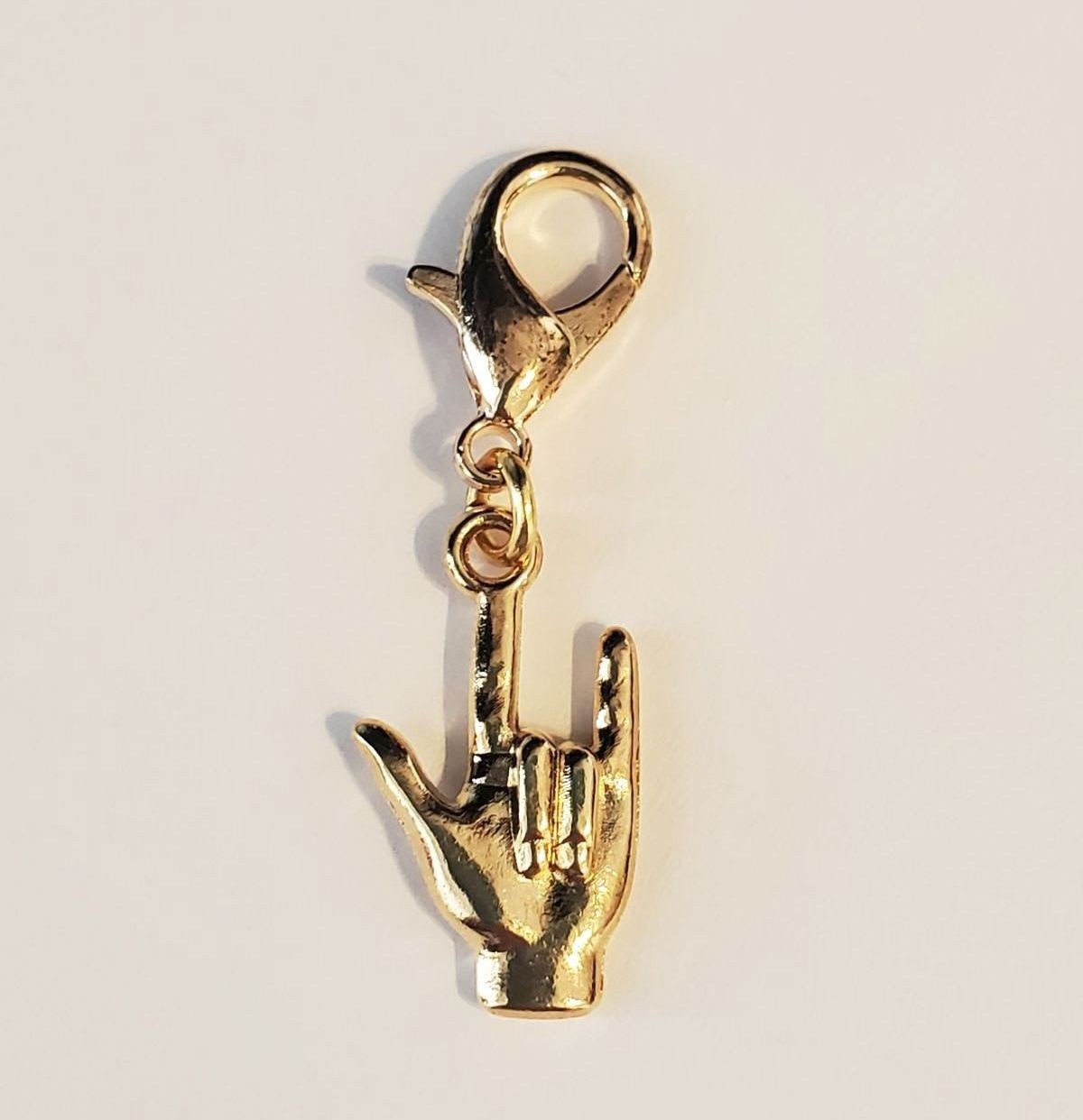 ASL SIGN LANGUAGE CHARM I LOVE YOU ZIPPER PULL CLASP PURSE BAG WALLET JACKET ETC