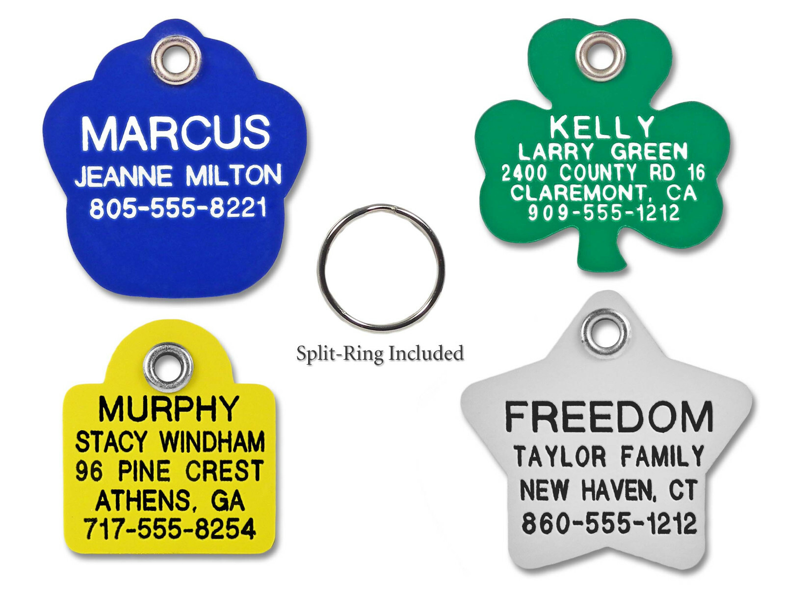Pet ID Tags Custom Engraved Plastic Dog/Cat Lightweight Quiet Identification
