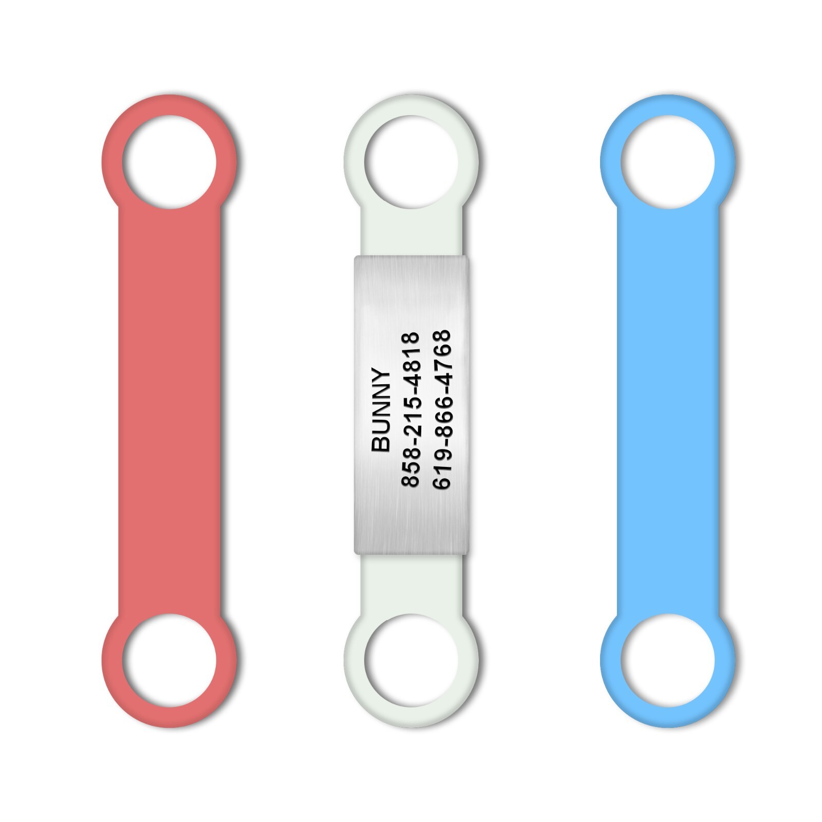Leash King Silent, Slide-On Collar Pet ID Tags – (Fits 3/8″, 3/4″ , 1″ ) -Combo