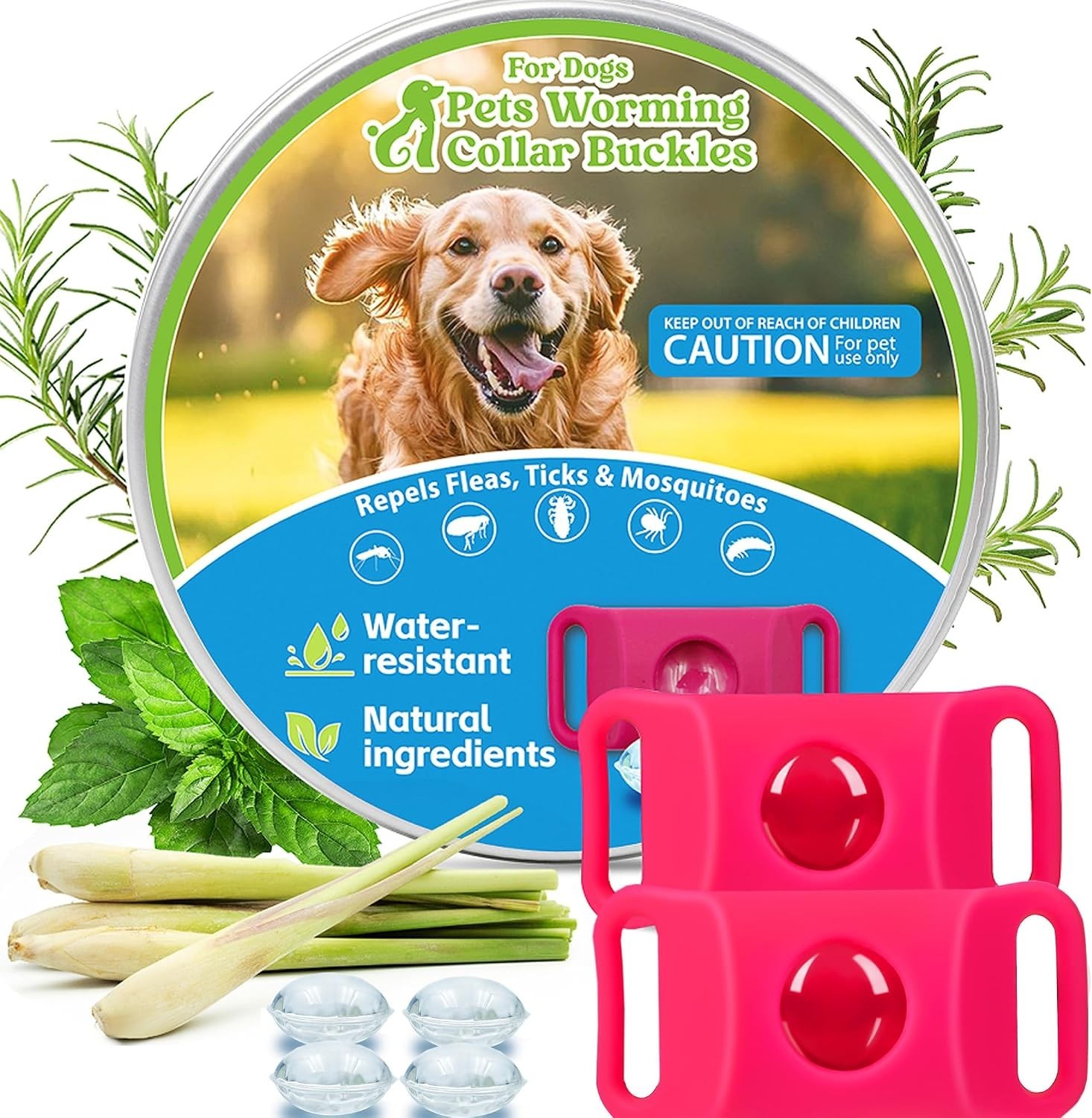 Trihood Natural Dog Tag for natural Repels – Waterproof Collar Pendant 2Pack
