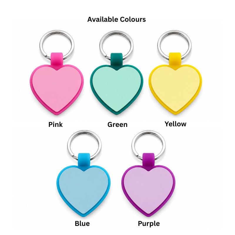 Personalized Heart Silicone Pet ID Tag Custom Engraved Dog Cat Name Tag