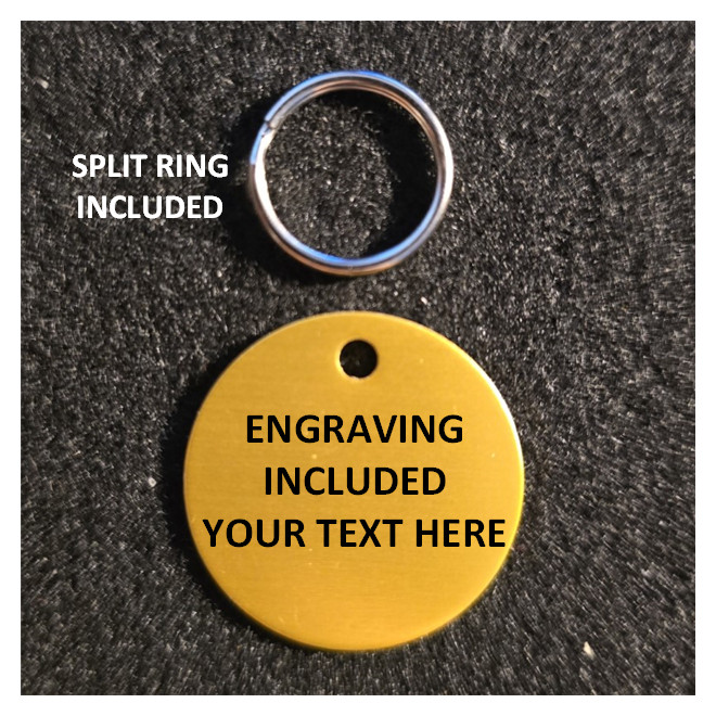 Tag: ENGRAVED Anodized Aluminum #2 Round Pet Dog Cat Keys