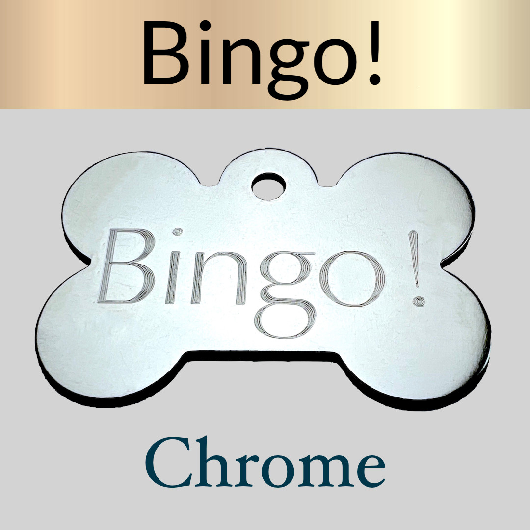 Custom Engraved Dog Tags Personalized Dog Collar Pet Tags Engraved BONE CHROME