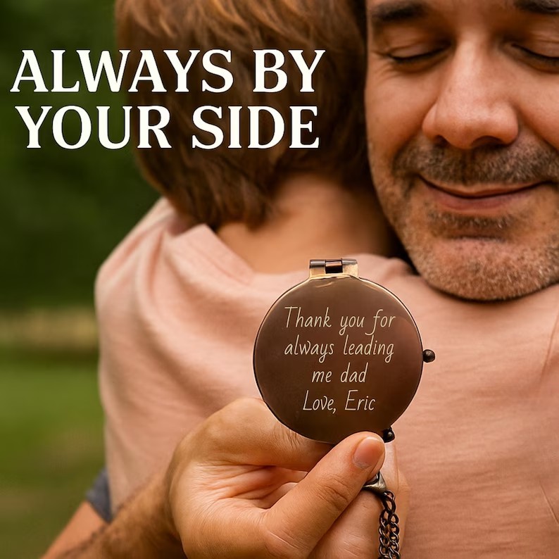 Personalized Engraved Compass Gift: Custom Working Vintage Antique Brass Pocket